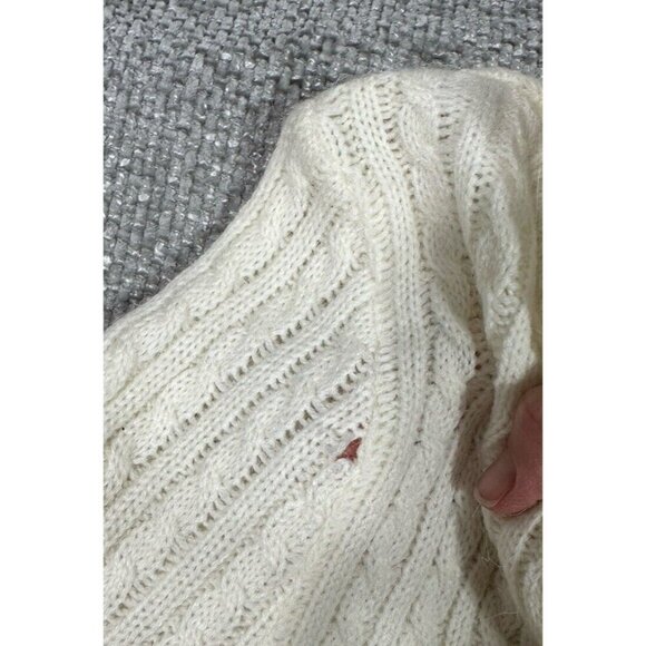 Vintage Loren’s Punto Fino Sweater Dress Women Medium Ivory Cable Knit Maxi Flaw - Picture 5 of 10